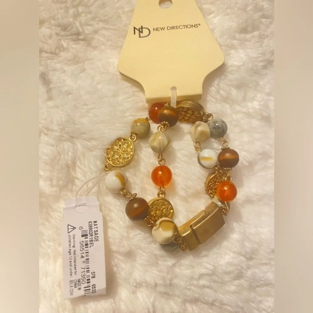 🛍️ New Directions Natsage Women's Bracelet Brown Grey Gold Multiple Strands💥